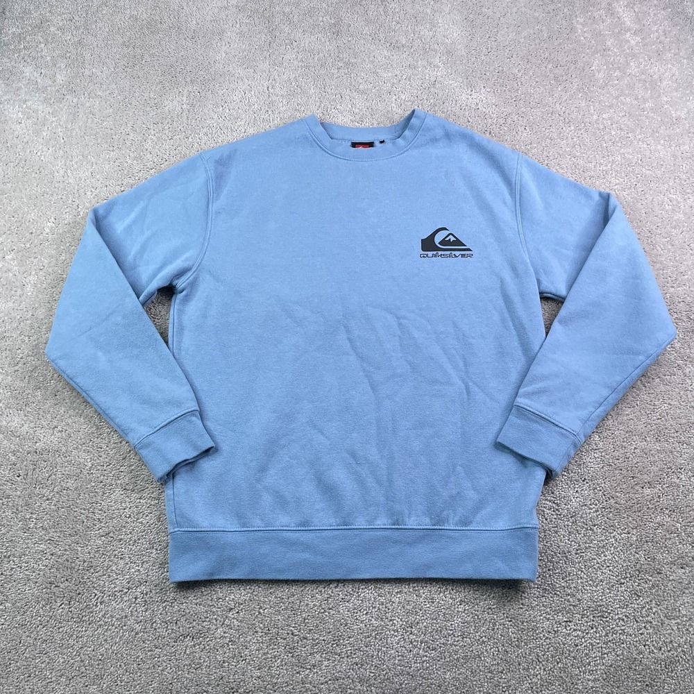 Quiksilver Sweatshirt Mens Small Blue Logo Crewneck Pullover Skater Surfer